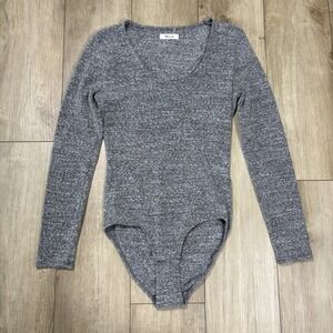 Madewell Song Scoop Long Sleeve Bodysuit Black Size Medium M